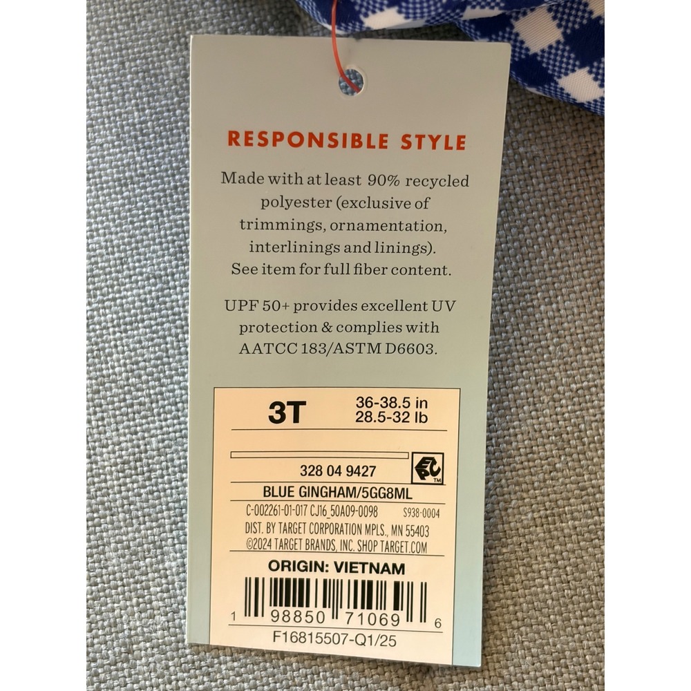 Cat & Jack Blue Gingham Mesh Lined Swim Trunks Shorts Toddler Boy 3T NEW NWT - Picture 8 of 9